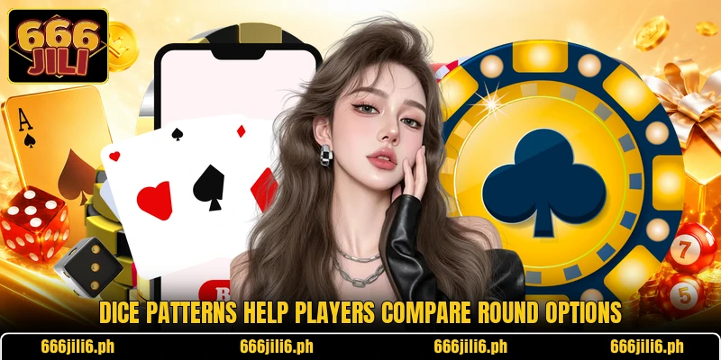 Dice patterns help players compare round options Dice patterns help players compare round options