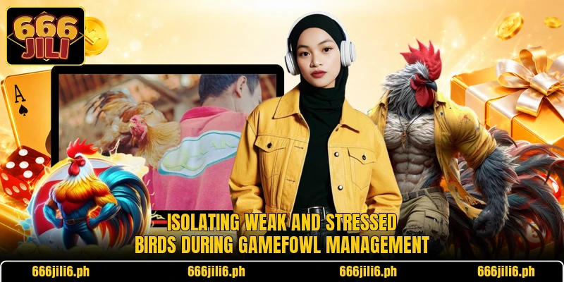 Isolating weak and stressed birds during gamefowl management Isolating weak and stressed birds during gamefowl management