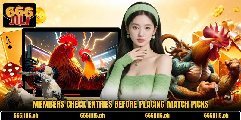 Members check entries before placing match picks Members check entries before placing match picks