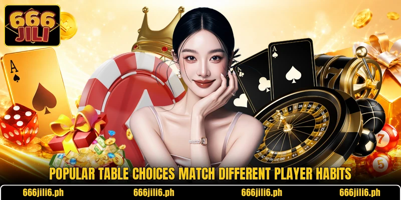 Popular table choices match different player habits Popular table choices match different player habits