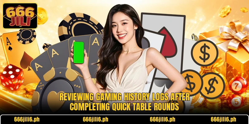 Reviewing gaming history logs after completing quick table rounds Reviewing gaming history logs after completing quick table rounds