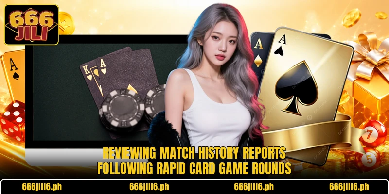 Reviewing match history reports following rapid card game rounds Reviewing match history reports following rapid card game rounds